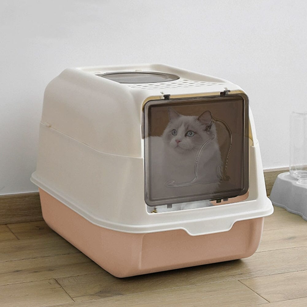 best hooded cat litter box uk Large Hooded Top Entry Cat Litter Box with Scoop – Living and Home