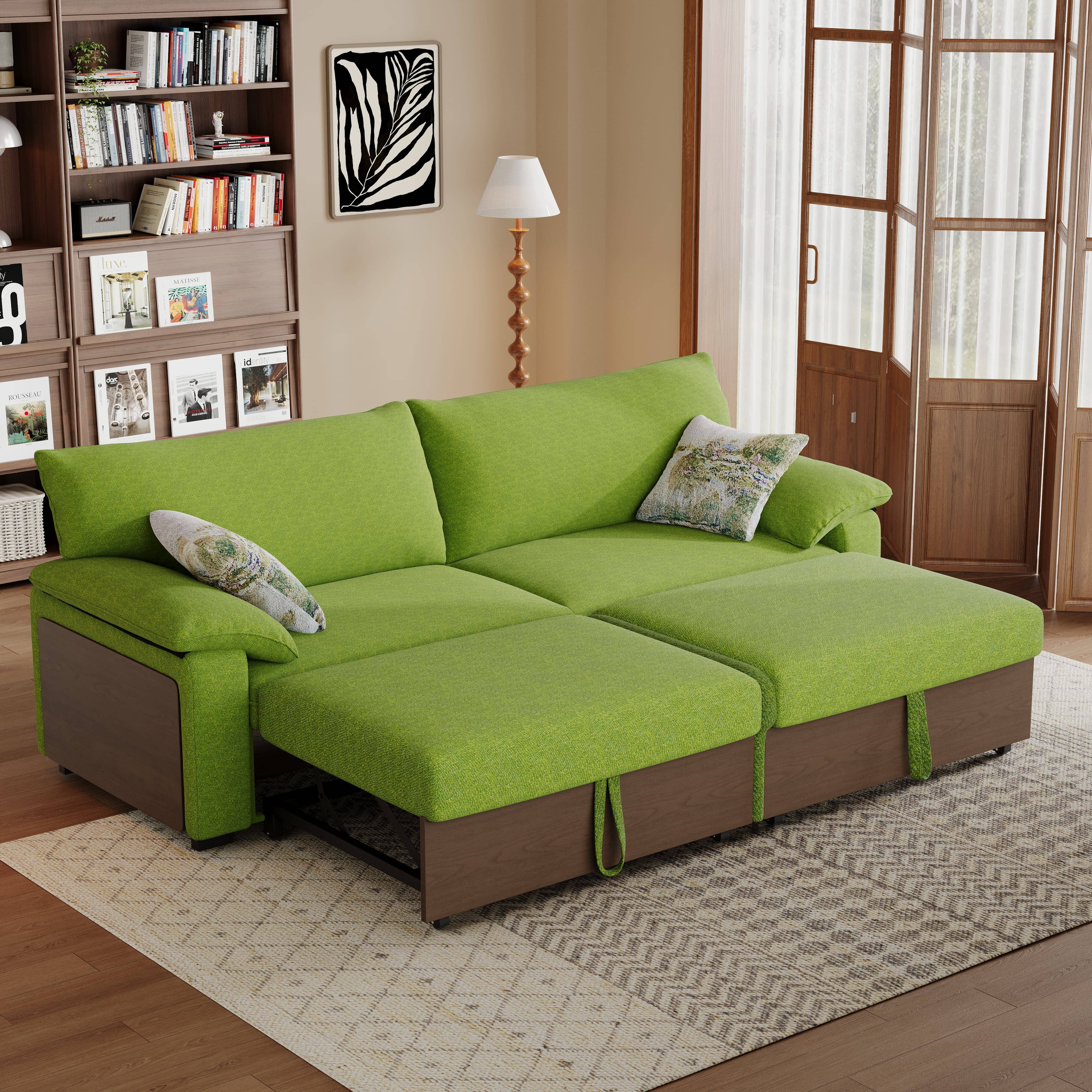 Cottonfy Luxurious Soild Wood Versatile 2-Seater Pull Out Sofa Bed Living and Home