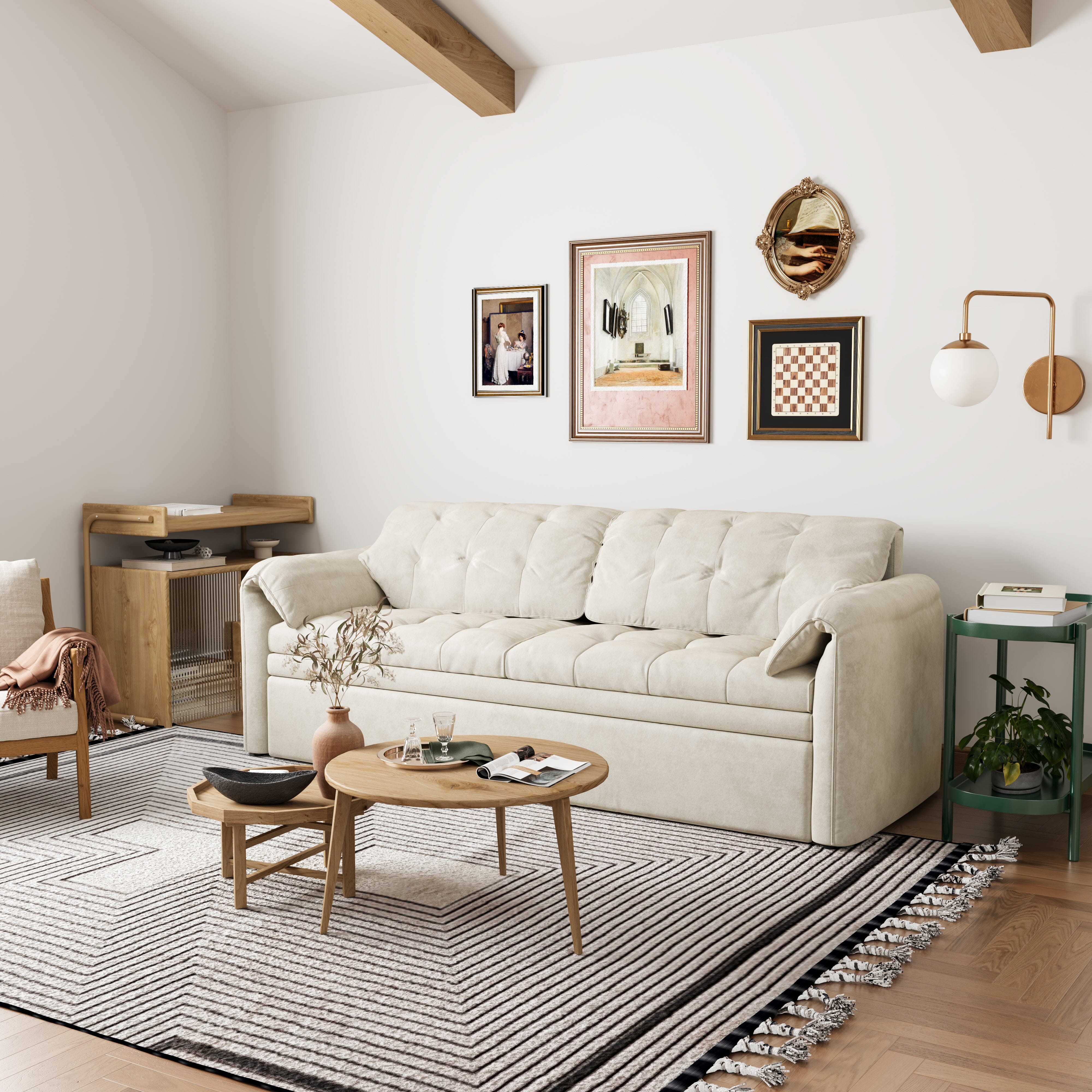 Cottonfy Cloud Elephant Ears Folding Corner Sofa Bed with Storage