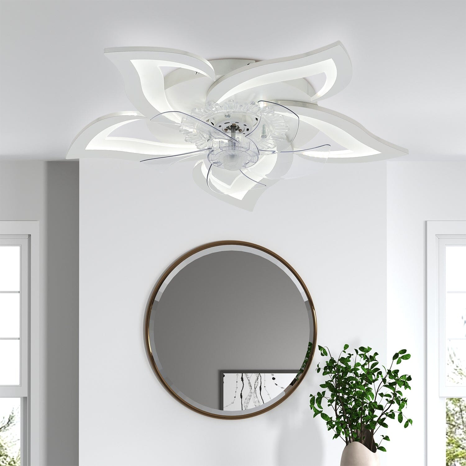 Flower Shape LED Ceiling Fan Light Living and Home