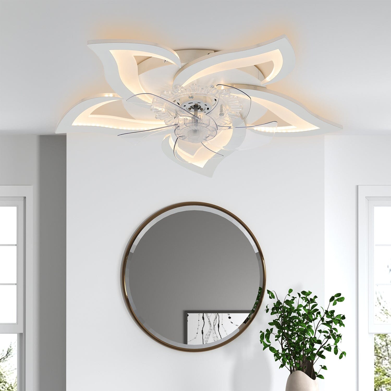 Flower Shape LED Ceiling Fan Light Living and Home