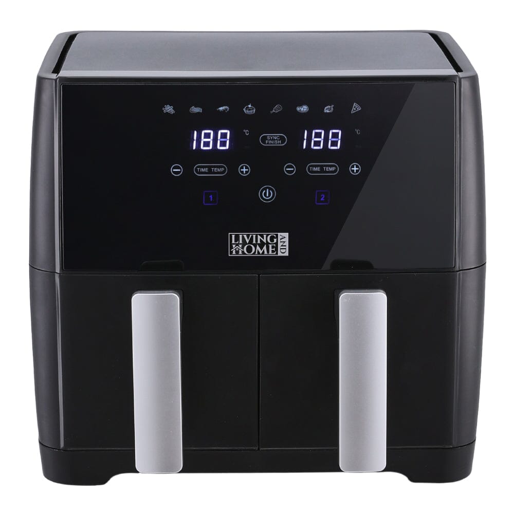 8L Black Touch Screen Air Fryer with Dual Basket Air Fryers Living and Home