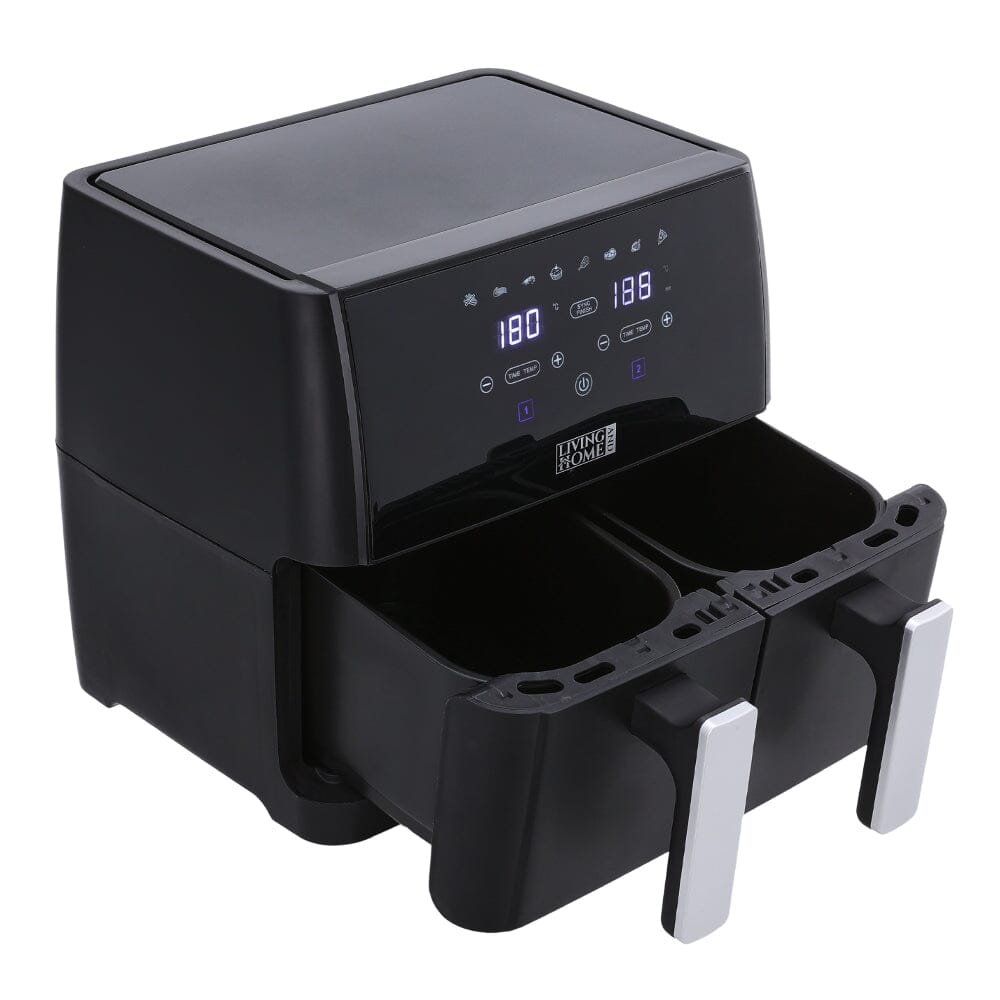 8L Black Touch Screen Air Fryer with Dual Basket Air Fryers Living and Home