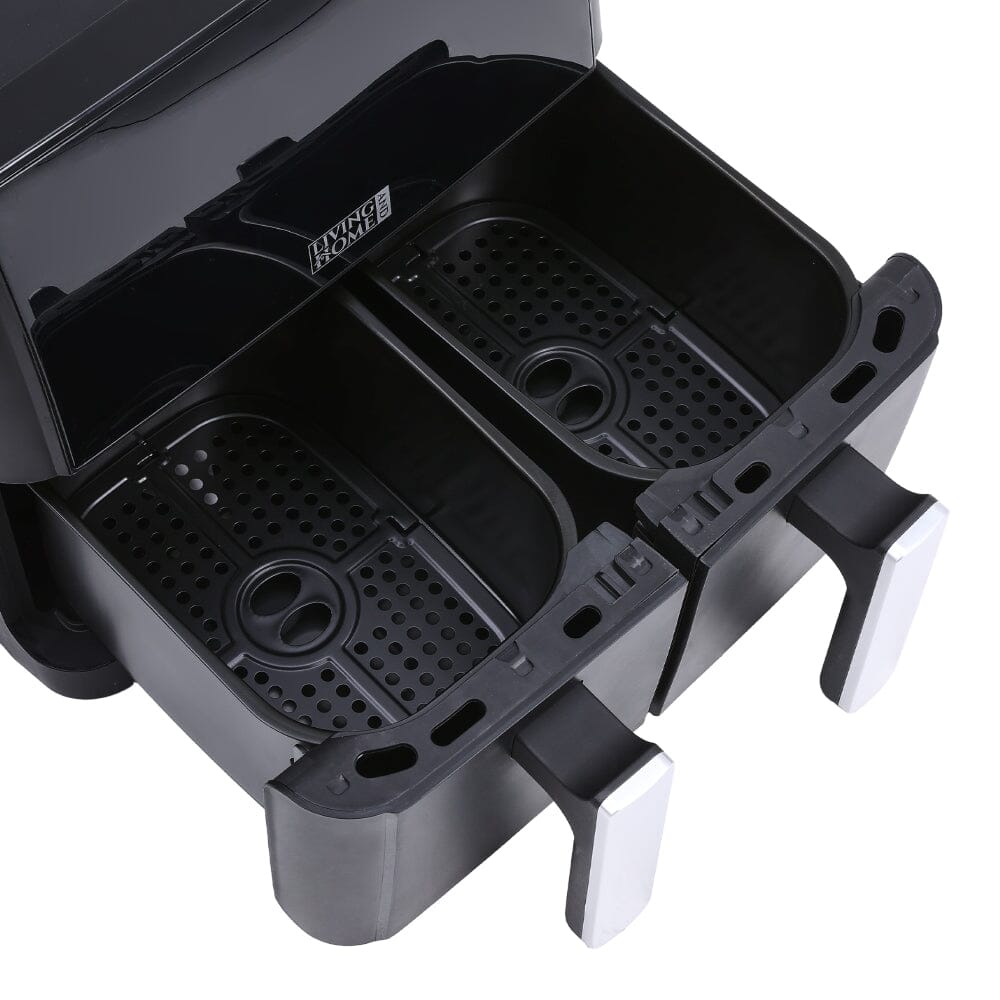 8L Black Touch Screen Air Fryer with Dual Basket Air Fryers Living and Home