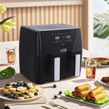 8L Black Touch Screen Air Fryer with Dual Basket
