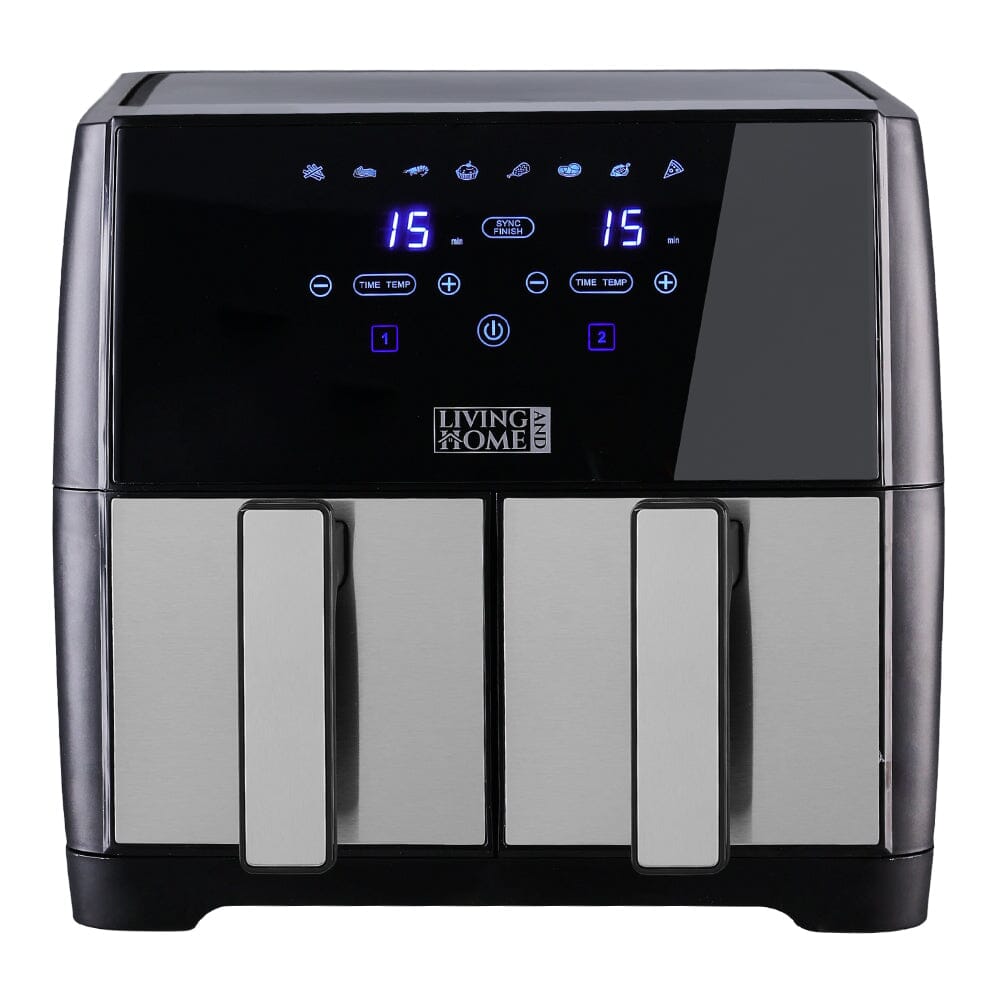 8L Black Touch Screen Air Fryer with Dual Basket Air Fryers Living and Home