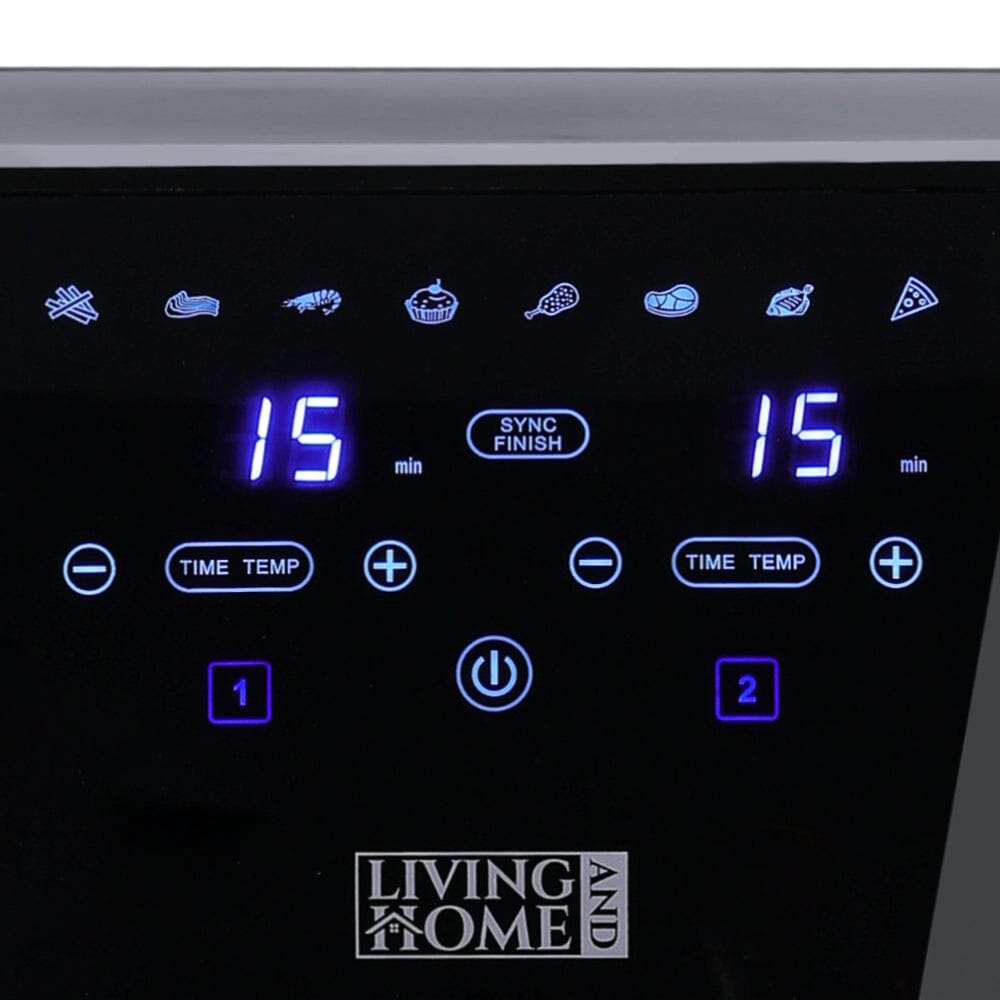 8L Black Touch Screen Air Fryer with Dual Basket Air Fryers Living and Home