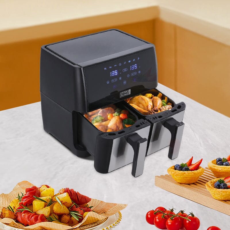 8L Black Touch Screen Air Fryer with Dual Basket Air Fryers Living and Home