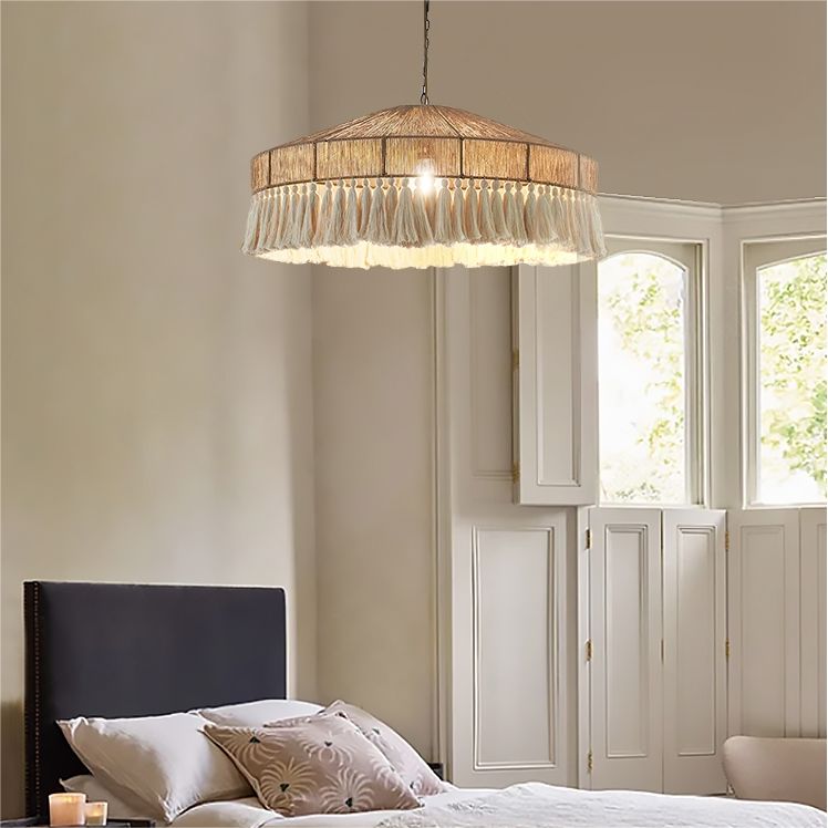 Lightsin Bohemian Style Handcrafted Woven Hemp Rope Hanging Pendant Lights Lightsin UK D50cm In Stock