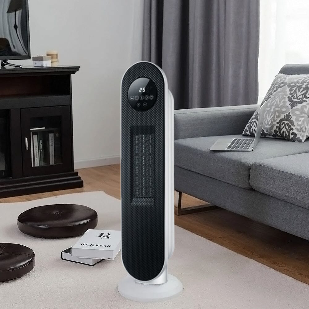 2ft H White Digital PTC Ceramic Heater with Remote Control Freestanding Patio Heaters Living and Home