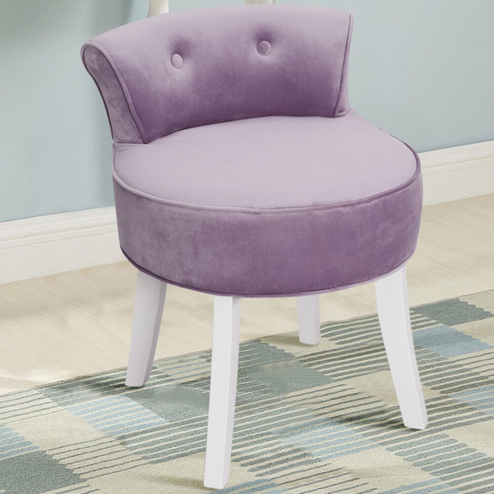 Upholstered Velvet Vanity Dressing Table Stool with Low Backrest Cocktail Chairs Living and Home Purple 2 Units