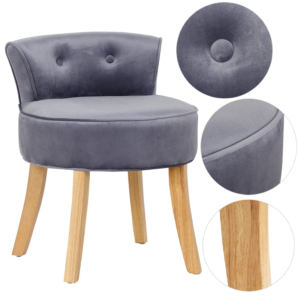 Upholstered Velvet Vanity Dressing Table Stool with Low Backrest Cocktail Chairs Living and Home