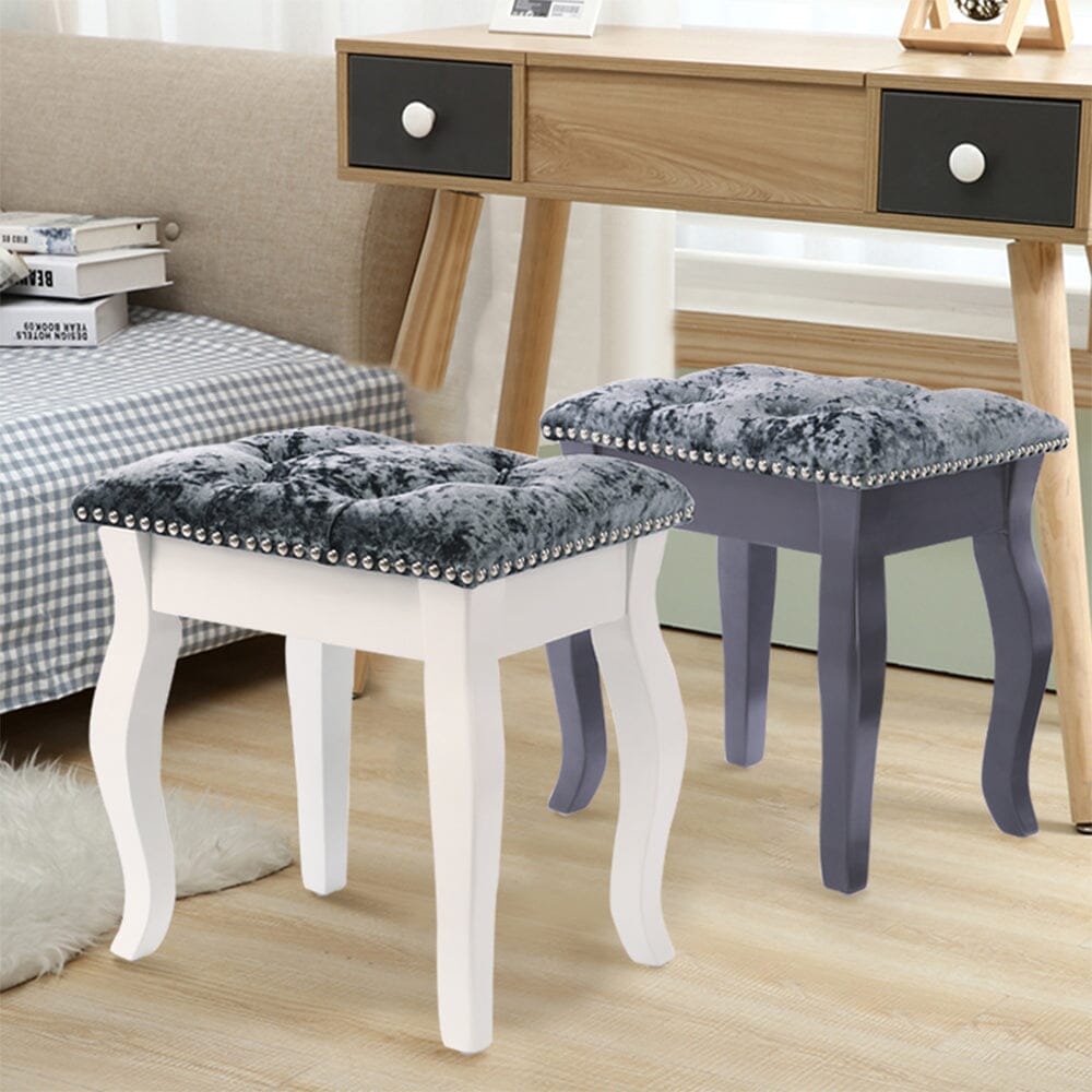 Vintage Floral Upholstered Dressing Stool Chair Living and Home