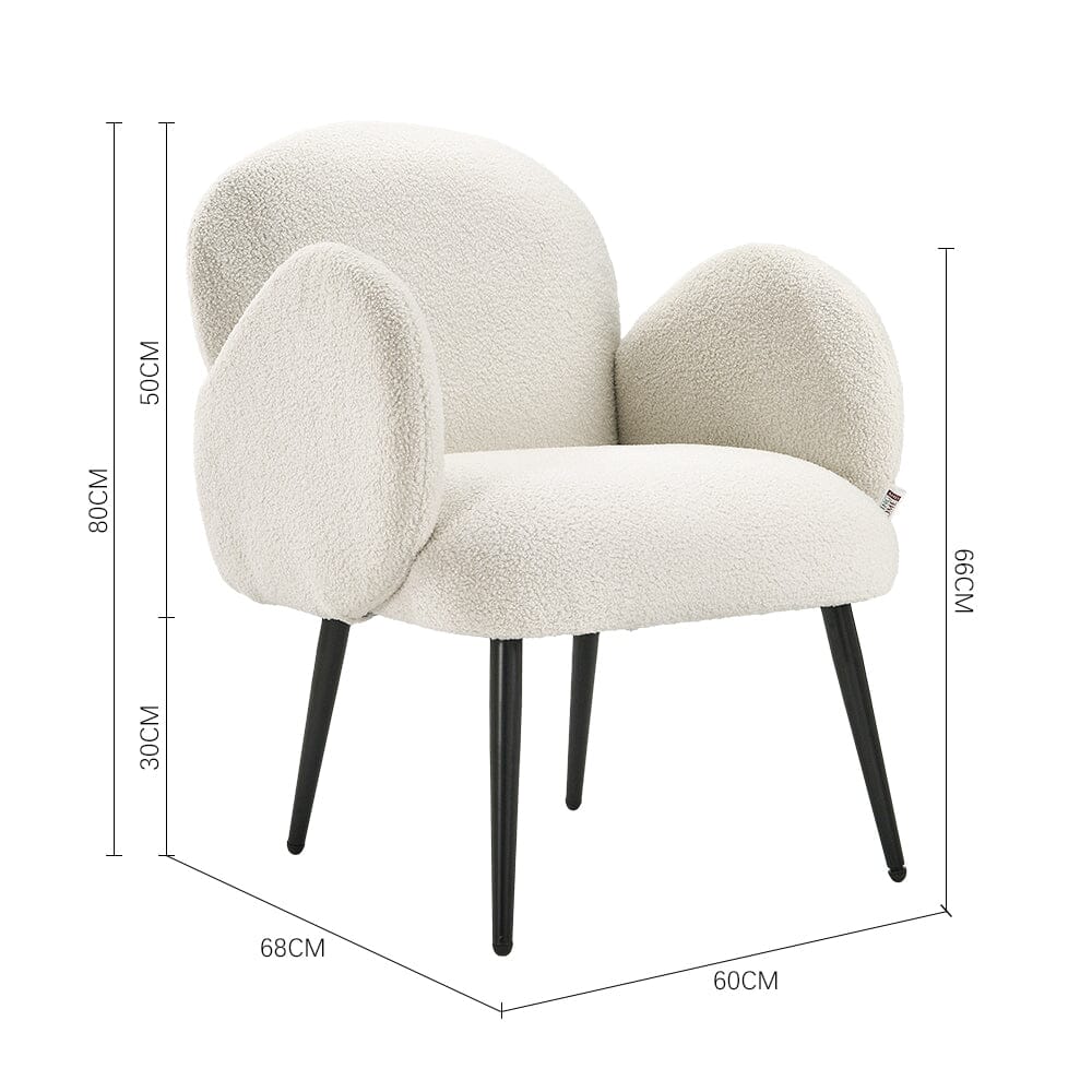 Curved Armrest Teddy Fleece Leisure Chair Cocktail Chairs Living and Home