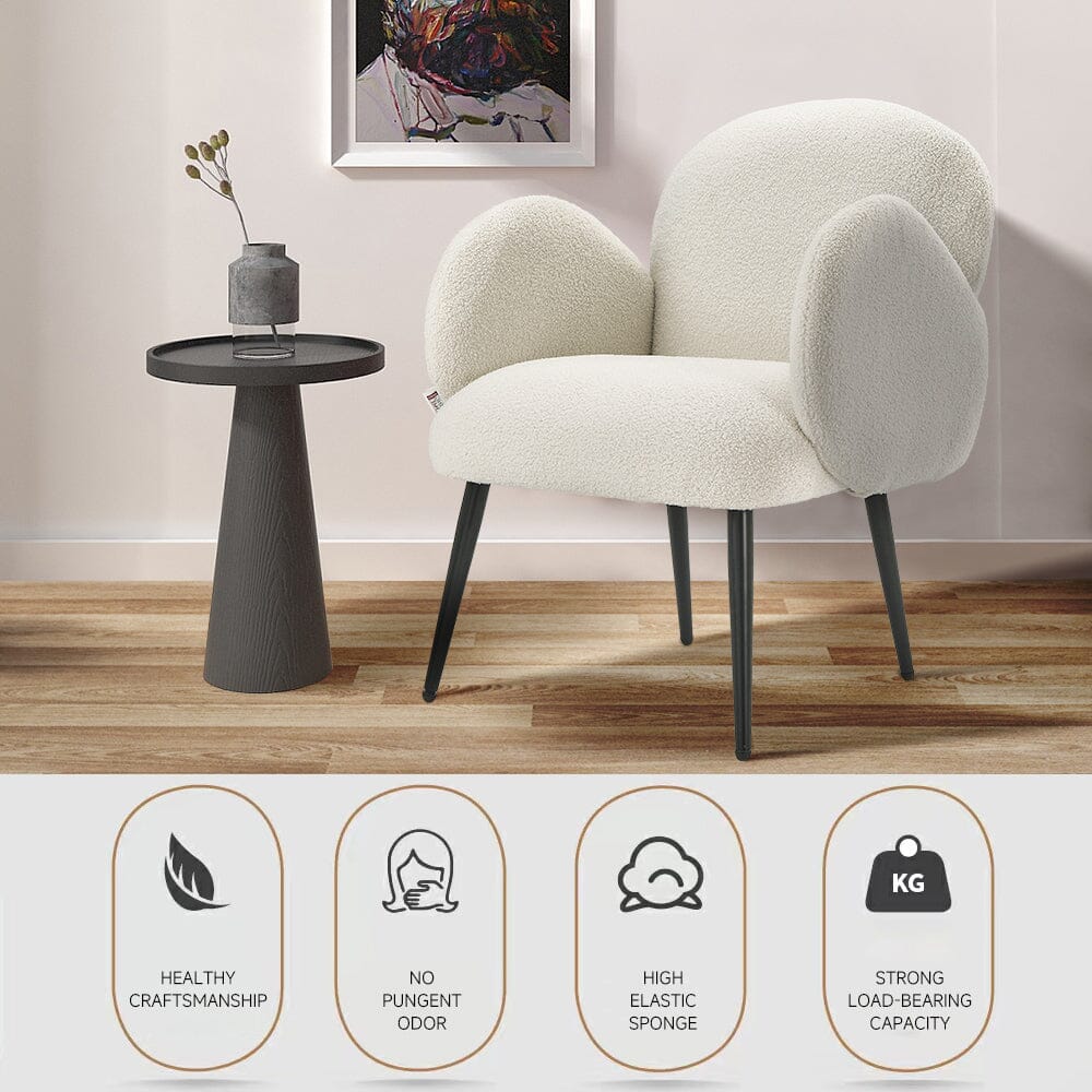 Curved Armrest Teddy Fleece Leisure Chair Cocktail Chairs Living and Home
