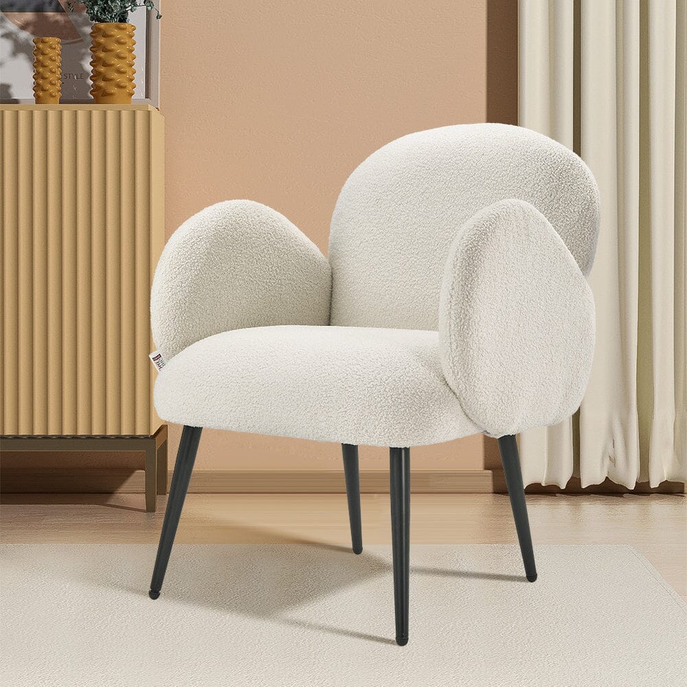 Curved Armrest Teddy Fleece Leisure Chair Cocktail Chairs Living and Home