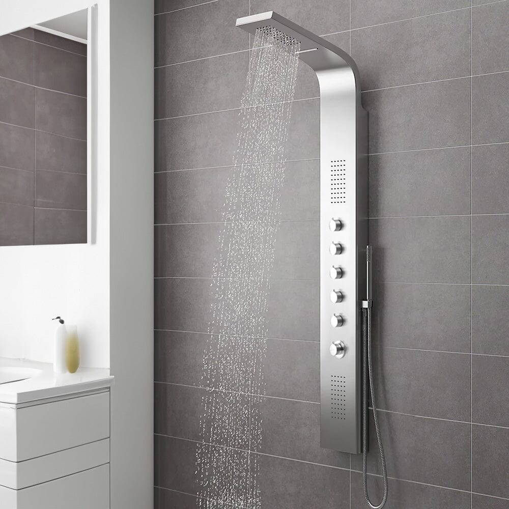 Bathroom Silver Stainless Steel Shower Tower Panel Shower Systems Living and Home