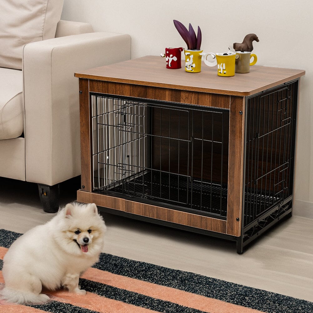 Brown Wooden Wire Dog Crate Pet Cage Dog Houses Living and Home