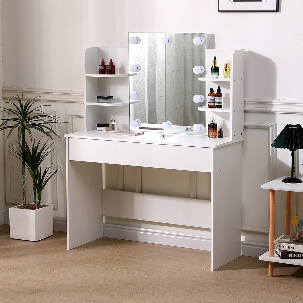 139.5cm H Modern Hollywood Vanity Desk with Lighted Mirror Dressing Tables Living and Home