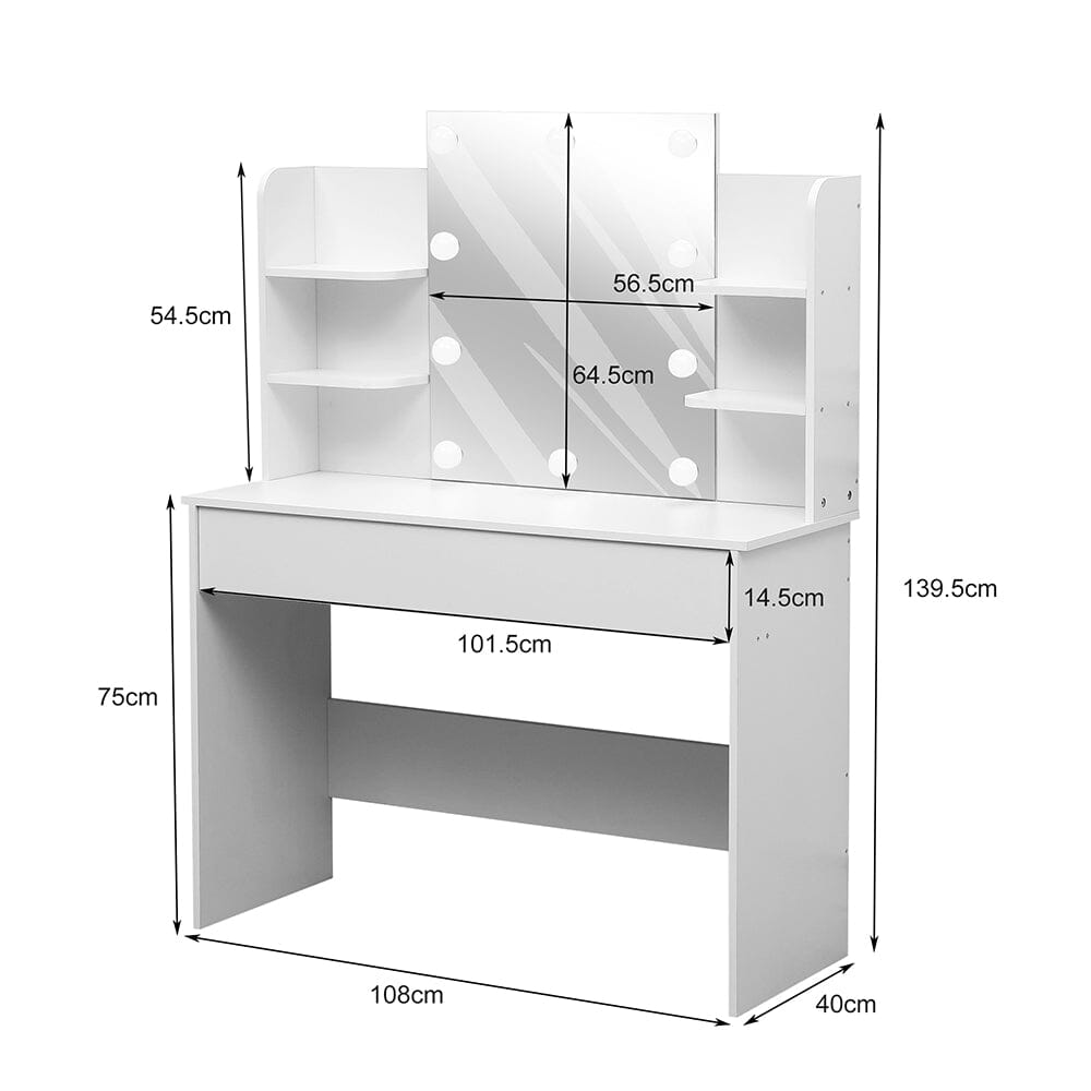 139.5cm H Modern Hollywood Vanity Desk with Lighted Mirror Dressing Tables Living and Home