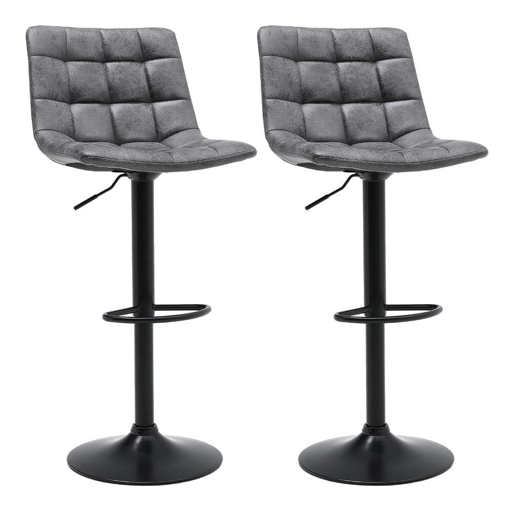 Grey Gas Lift Upholstered Swivel Bar Stool Set of 2 Bar Stools Living and Home