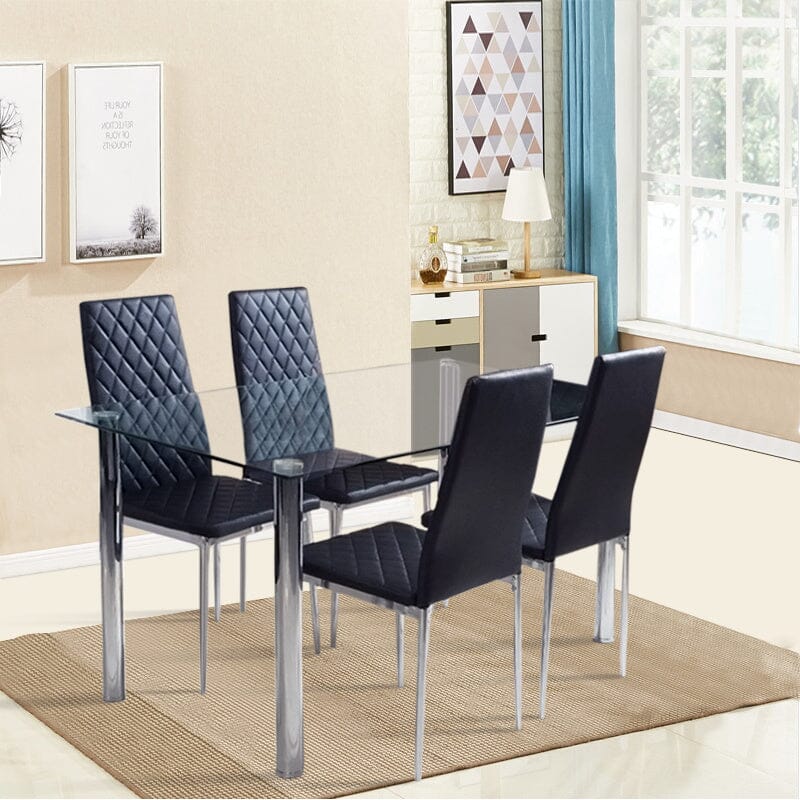 PVC High Back Modern Dining Chairs Set of 2 Living and Home