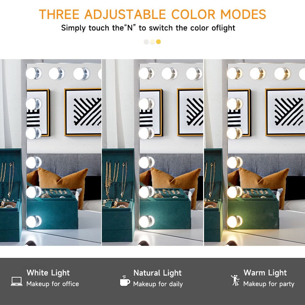 70cm W Rectangle Hollywood Vanity Mirror with 18 Dimmable LED Bulbs LED Make Up Mirrors Living and Home