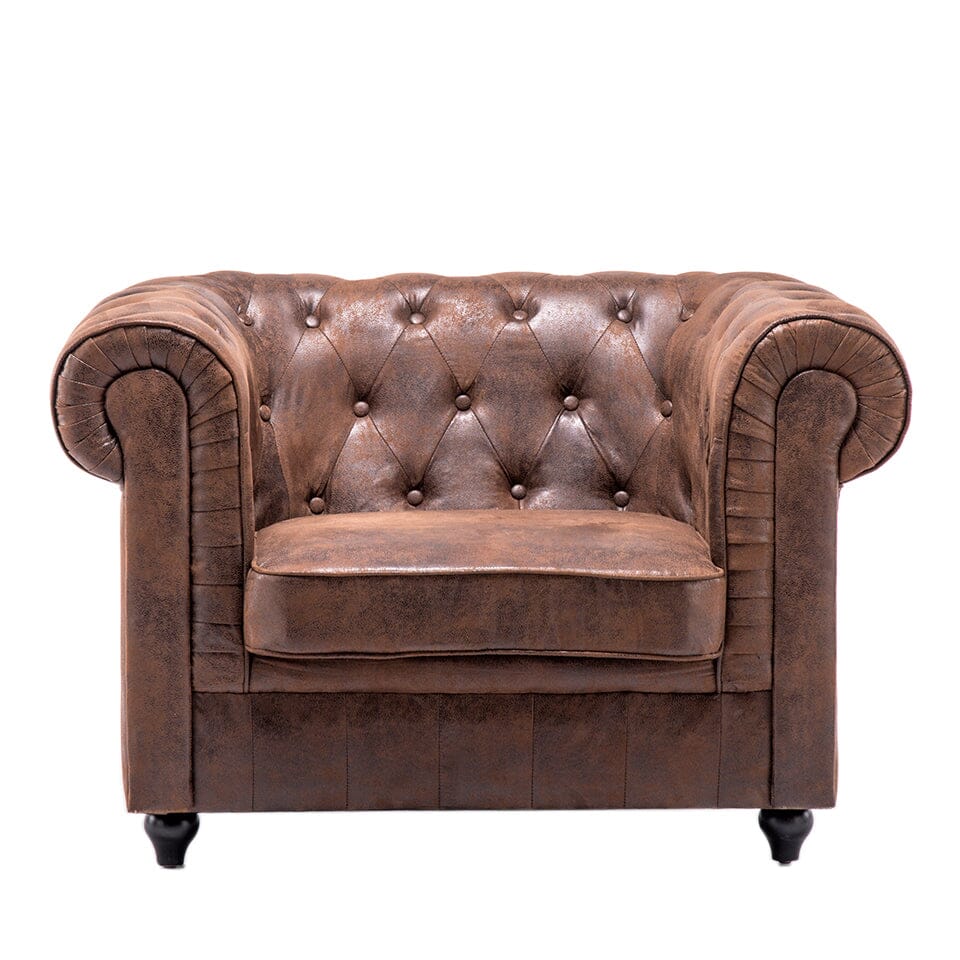110cm Wide Retro Faux Leather Chesterfield Rolled Chair Chesterfield Chairs Living and Home