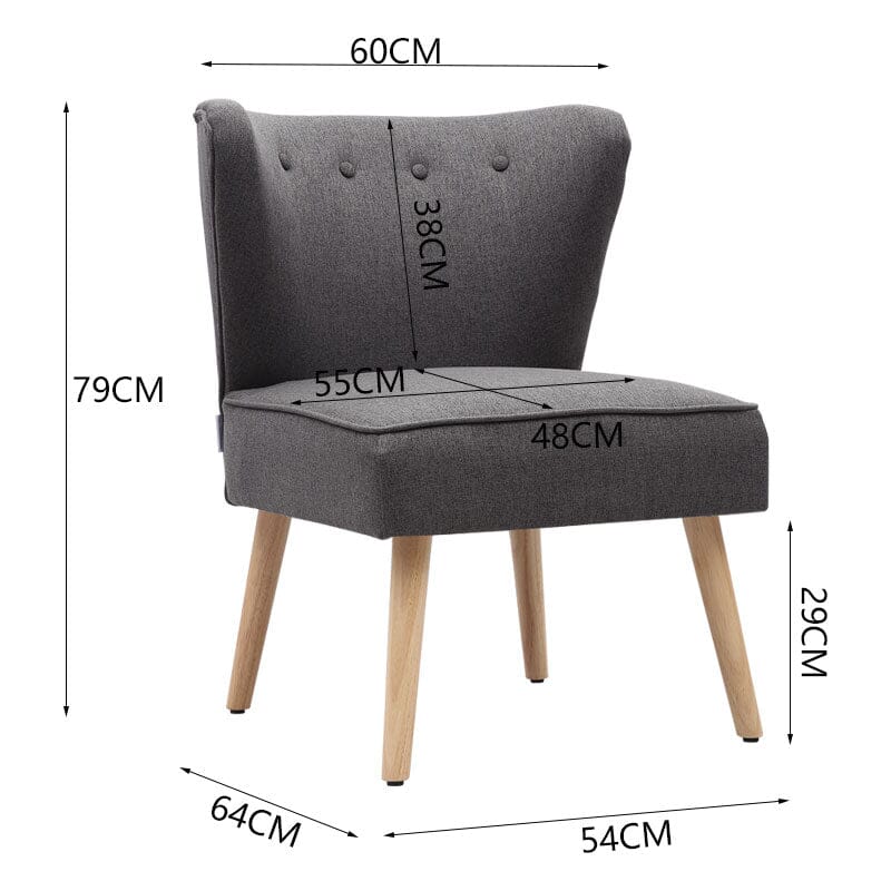 Medium Single Leisure Armchair with Wooden Legs Cocktail Chairs Living and Home