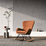 Modern Faux Wool Rocking Chair Upholstered Beige Rocking Chairs Living and Home Brown 