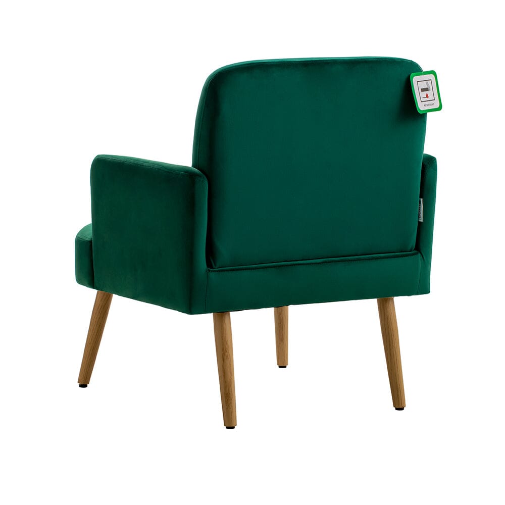 Wooden Legs Velvet Armchair Chair with Footrest Armchair Living and Home