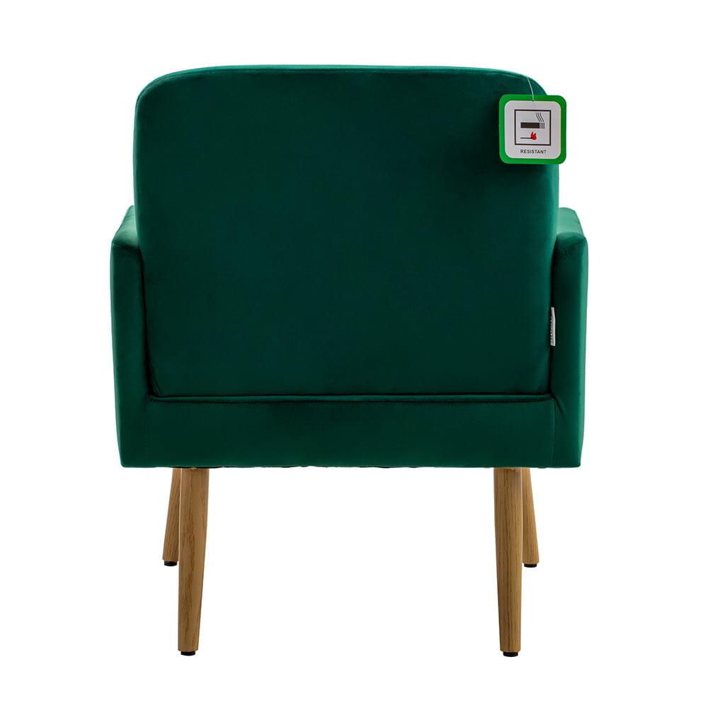 Wooden Legs Velvet Armchair Chair with Footrest Armchair Living and Home