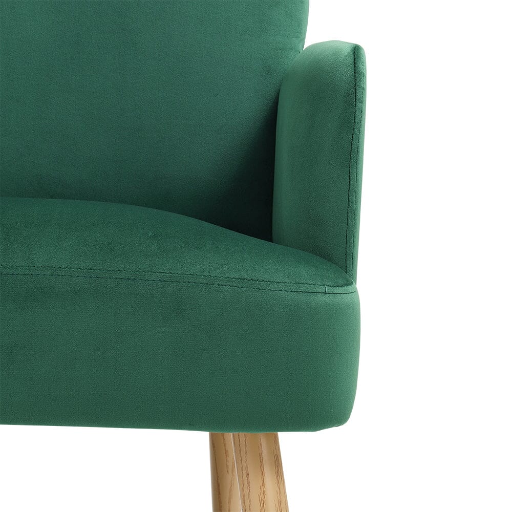 Wooden Legs Velvet Armchair Chair with Footrest Armchair Living and Home
