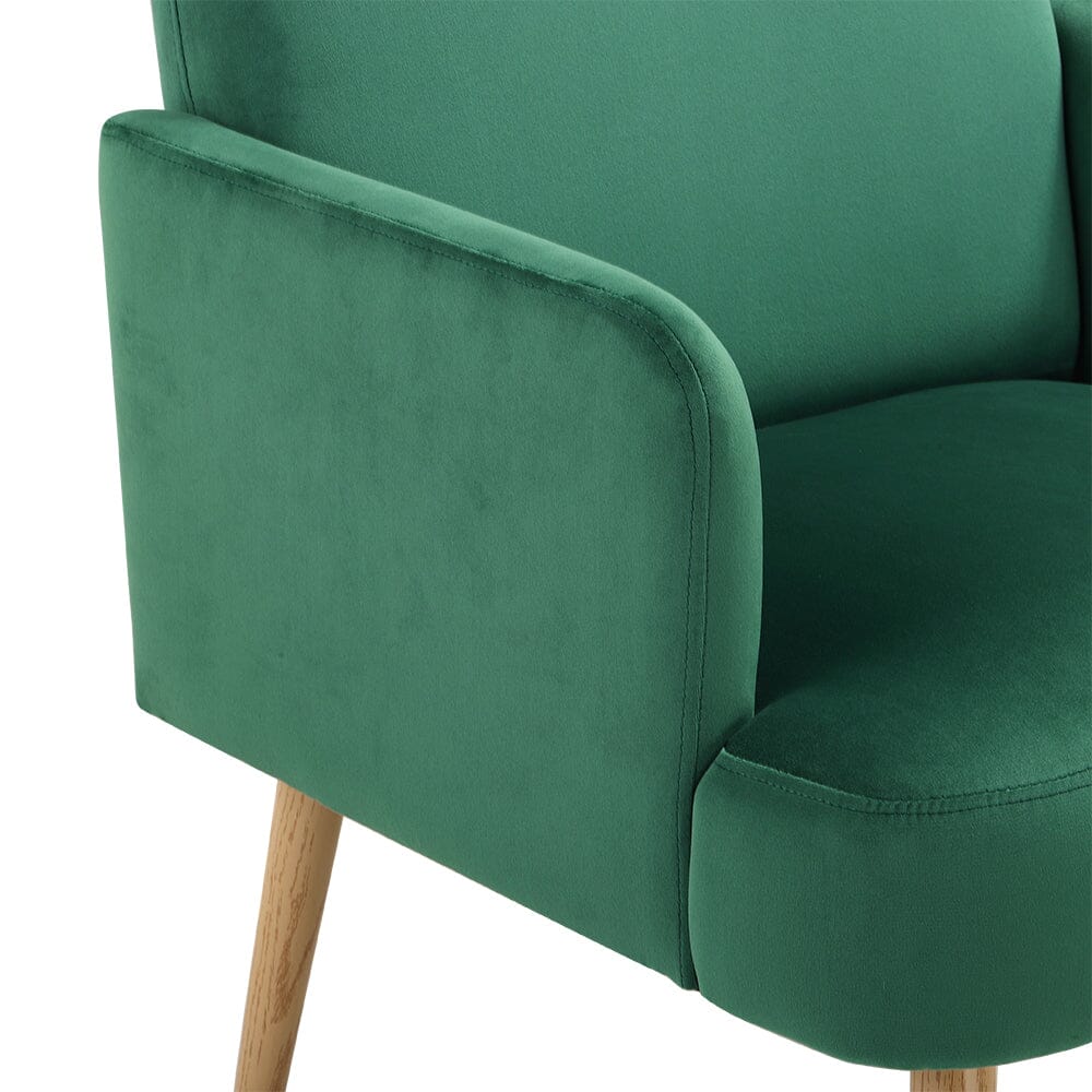 Wooden Legs Velvet Armchair Chair with Footrest Armchair Living and Home
