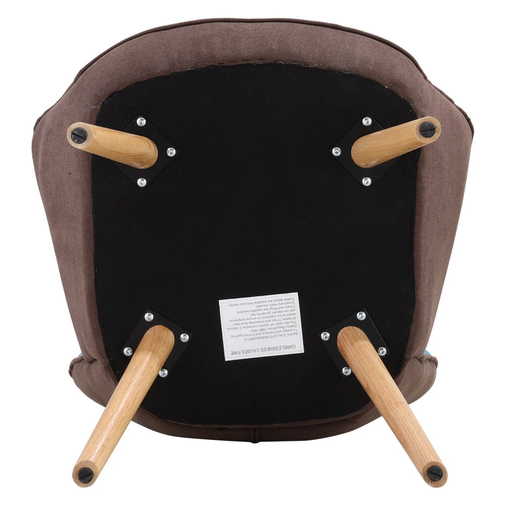 Multicolor Linen Upholstered Accent Chair with Wood Legs Wingback Chairs Living and Home