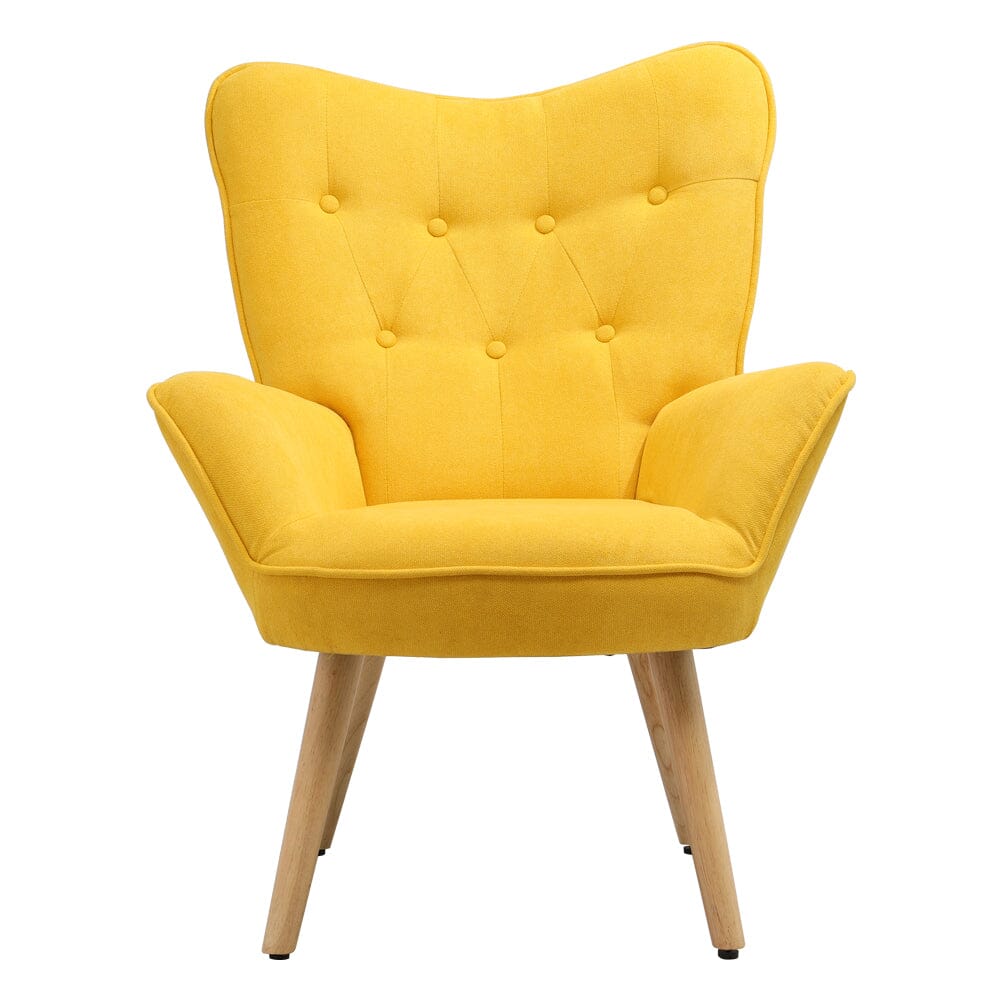 Multicolor Linen Upholstered Accent Chair with Wood Legs Wingback Chairs Living and Home