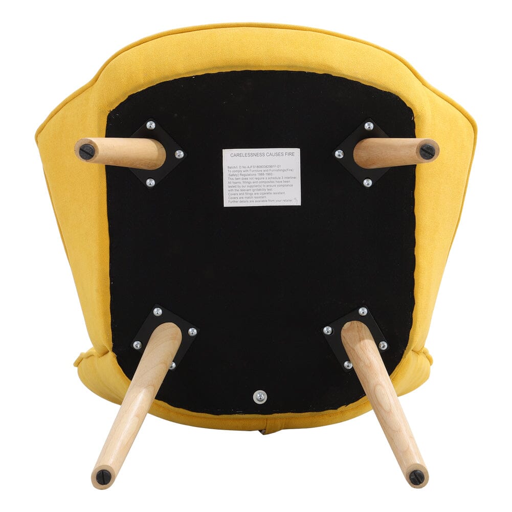 Multicolor Linen Upholstered Accent Chair with Wood Legs Wingback Chairs Living and Home