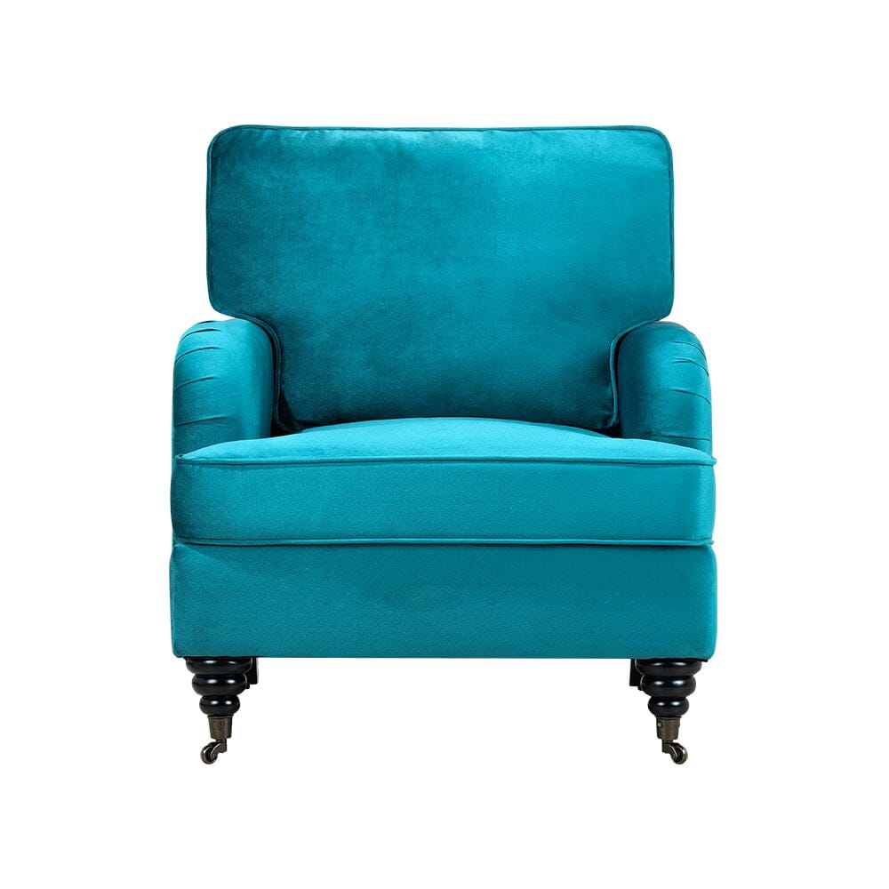 85cm Height Teal Velvet Padded Armchair with Removable Cushion Other Occasional Chairs Living and Home