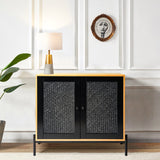 2 Door Small Sideboard Rattan Natural Wood Cabinet Cabinets Living and Home 
