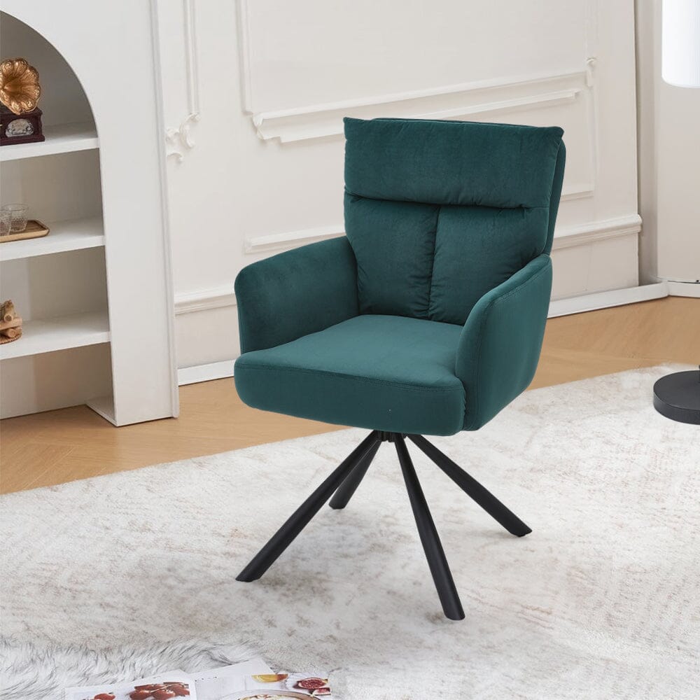 Modern Swivel Chair with Upholstered and Black Legs Home Office Chairs Living and Home