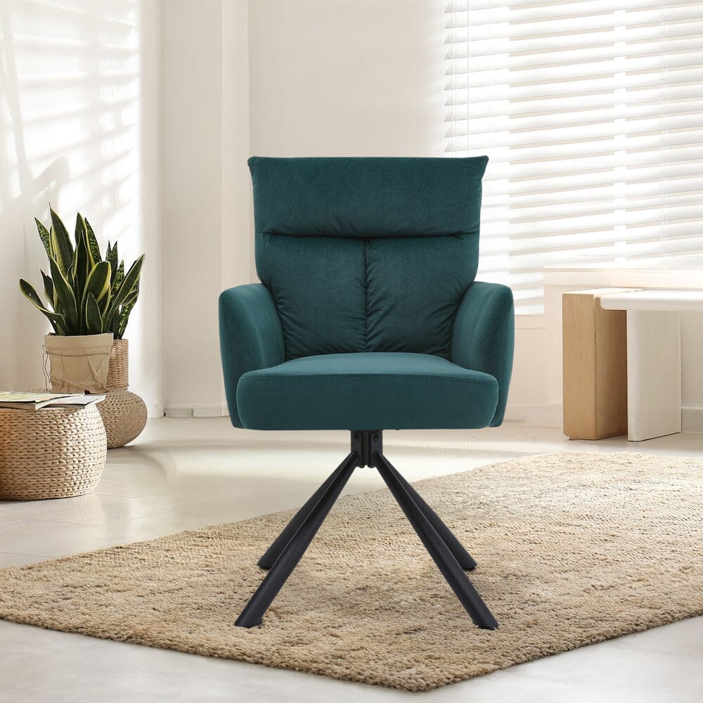 Modern Swivel Chair with Upholstered and Black Legs Home Office Chairs Living and Home Green