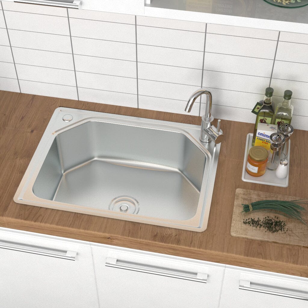 60cm W Stainless Steel Kitchen Sink Single Bowl Catering Kitchen Sinks Living and Home