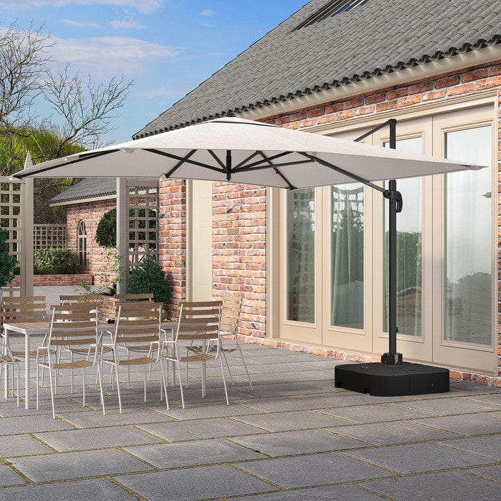 Square Base 3 x 3 m Square Cantilever Parasol Outdoor Hanging Umbrella for Garden and Patio Parasols Living and Home Light Grey
