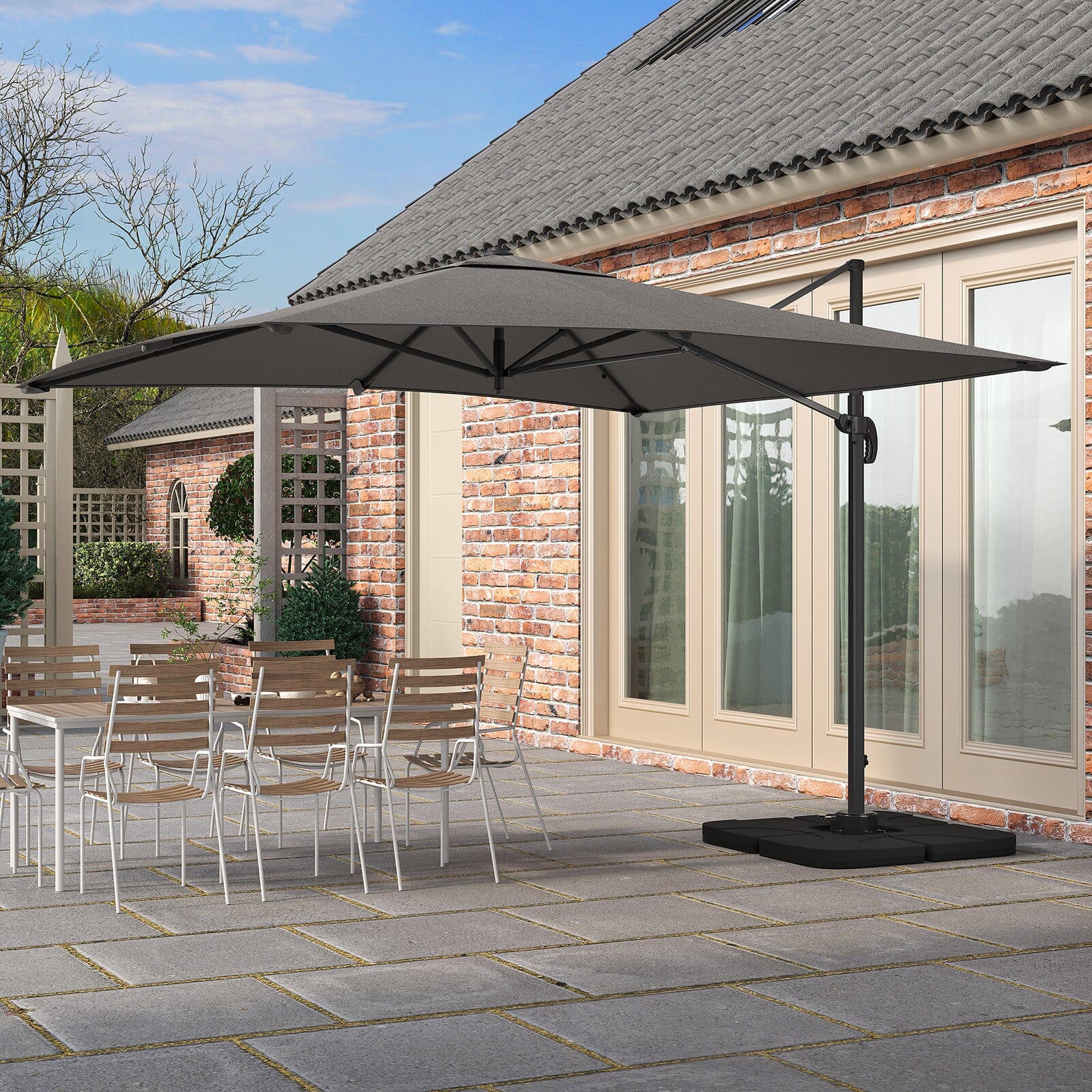 Garden Parasol Umbrella Cantilever Parasol with Parasol Base Parasols Living and Home