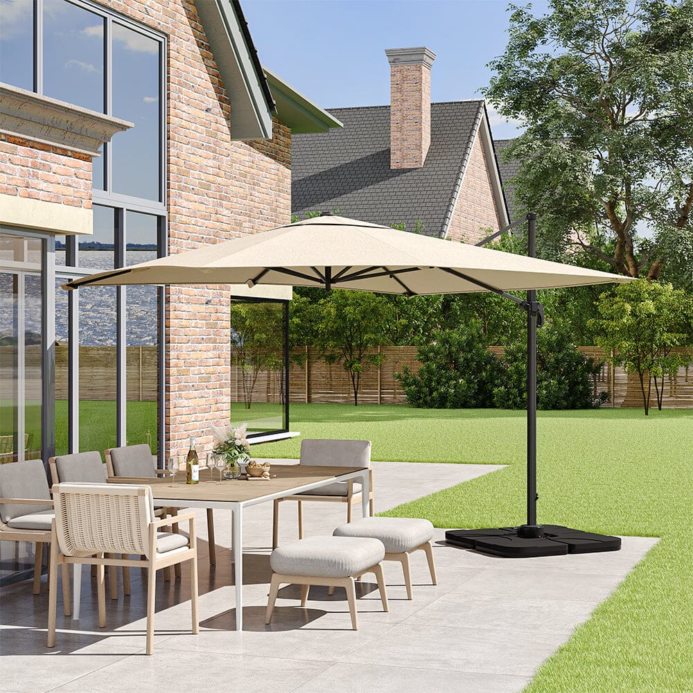 Beige 3 x 3 m Square Cantilever Parasol Outdoor Hanging Umbrella for Garden and Patio Parasols Living and Home
