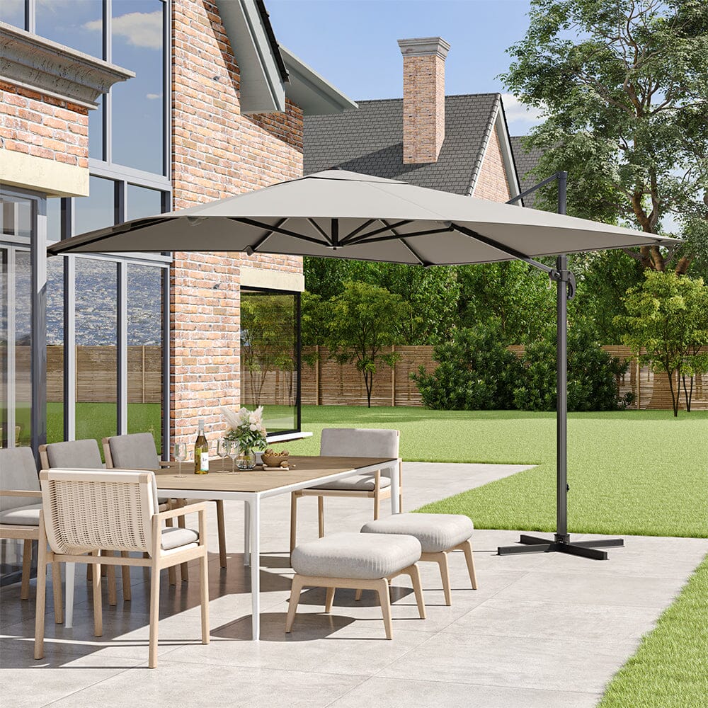 grey patio umbrella uk 2.5M Cantilever Parasol Grey with Base for Garden – Living and Home