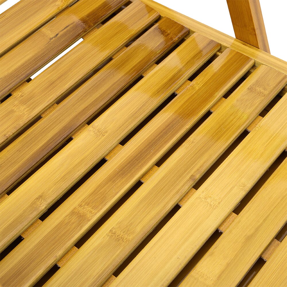 Foldable Bamboo Recliner Lounge Chair with Retractable Footrest Sun Loungers Living and Home