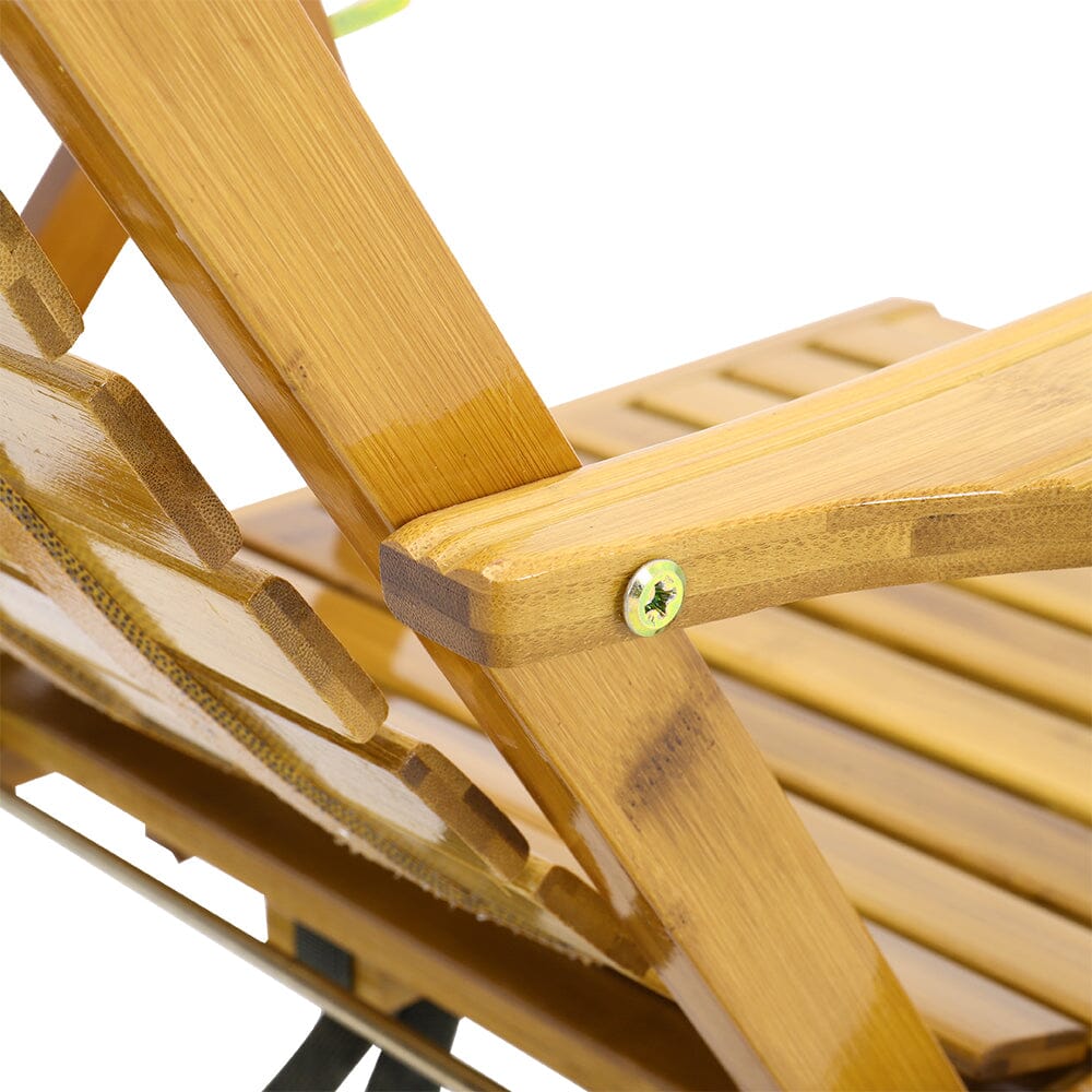 Foldable Bamboo Recliner Lounge Chair with Retractable Footrest Sun Loungers Living and Home