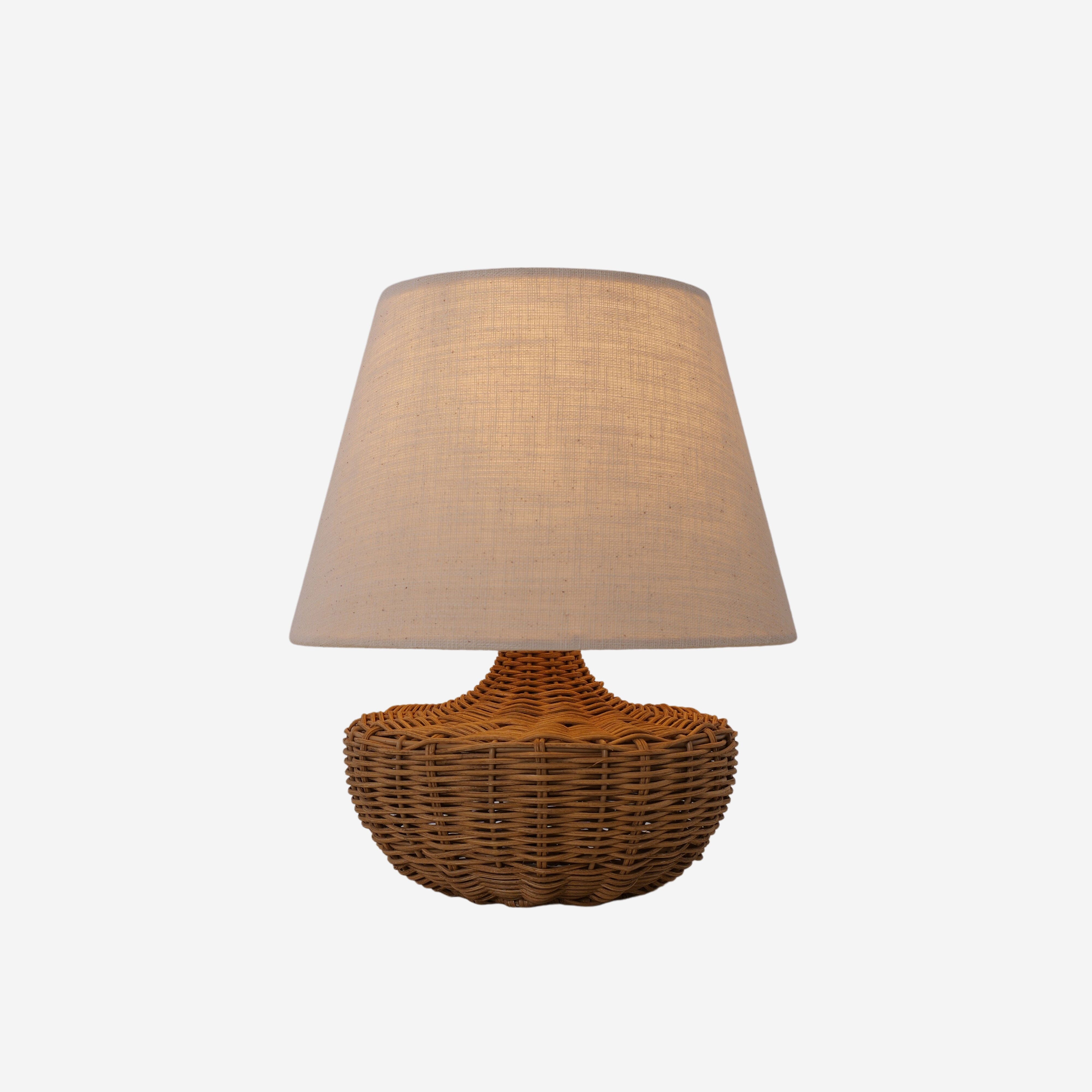 Lightsin Handwoven Rattan Table Lamp with Linen Shaded Lightsin UK