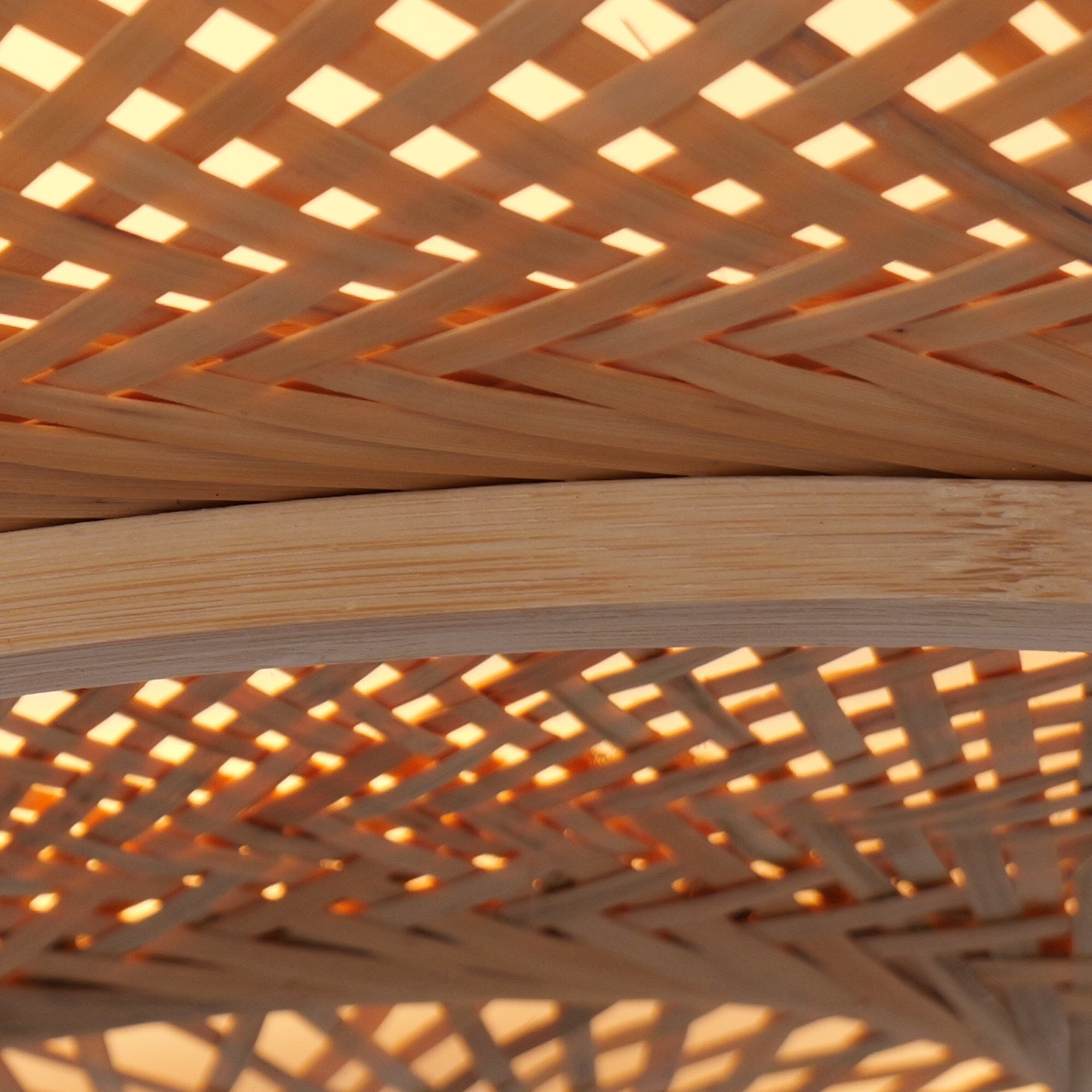 Lightsin Handcrafted Japanese-Style Natural Bamboo Finish Flat Rattan Ceiling & Pendant Light Living and Home